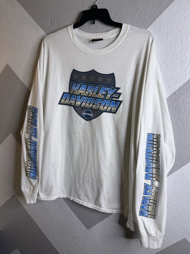 Harley-Davidson White Long Sleeve Loess Hills Pacific Junction Iowa WW2 Size 3XL - Picture 10 of 11
