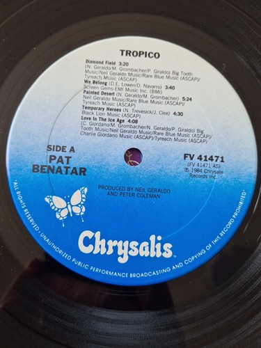 Pat Benatar - Tropico - Chrysalis - FV41471 - Carrolton Press - USA - 1984 - VG+ - Picture 7 of 11
