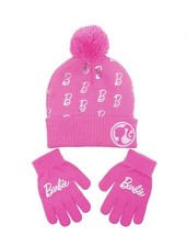 2-Piece Official BARBIE Girls Beanie Hat  Glove Set   Pink