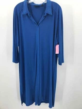 Pre-Owned Attitudes by Renee Blue Size 2X Knee Length Long Sleeve Dress