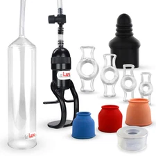 LeLuv Penis Pump EasyOp Zgrip with 3 Sleeves, Clear, Septum and C. Rings