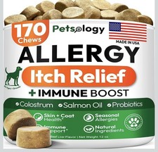 Dog Allergy Relief Chews 170 Treats Itch Relief for Dogs Omega 3 Fish Oil