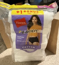 7 Pack Womens Hanes Wicking Cool Comfort Cotton Briefs White Size 10 NOS Sealed