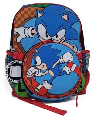 Sonic The Hedgehog Classic 16'' Backpack Bookbag with Detachable Lunch Bag NWT