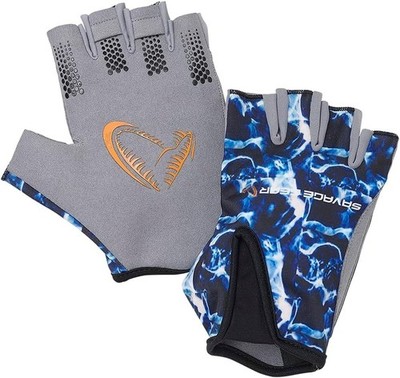 Savage Gear Angelhandschuhe Marine Half Glove L Sea Blue Handschuhe 76481-