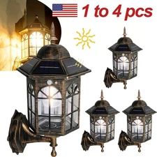 1-4PKS Solar Wall Lantern Light Dusk To Dawn LED Sconce Lamp Porch Outdoor Lamp