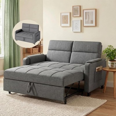 Sofa Cama Convertible Tipo Futon Reclinable Para Cuarto Gris Adultos En Oferta