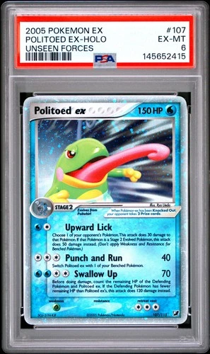 2005 POKEMON EX UNSEEN FORCES #107 POLITOED EX-HOLO PSA 6