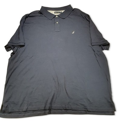 Nautica Herren Poloshirt 5XL Schwarz Piqué Classic Fit Big & Tall Segel-Logo