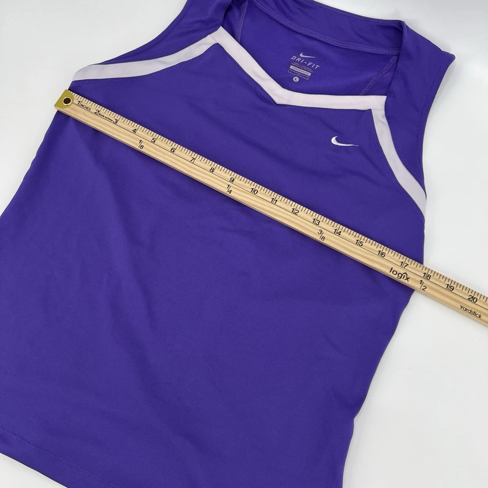 Camiseta sin mangas Nike Dri-Fit tenis grande púrpura elástica estilo atlético vintage Foto 3 de 4