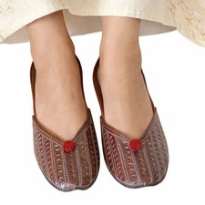 Women Shoes Indian Handmade Leather Flip-Flops Mojaries Slip-On Jutties US 5.5