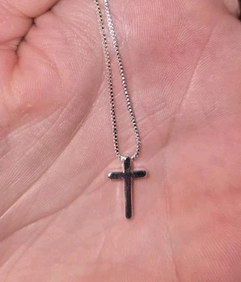 925 Edel-Sterling-Silber, Kreuzkette, Halskette, Geschenk, Neu - Bild 1 von 4