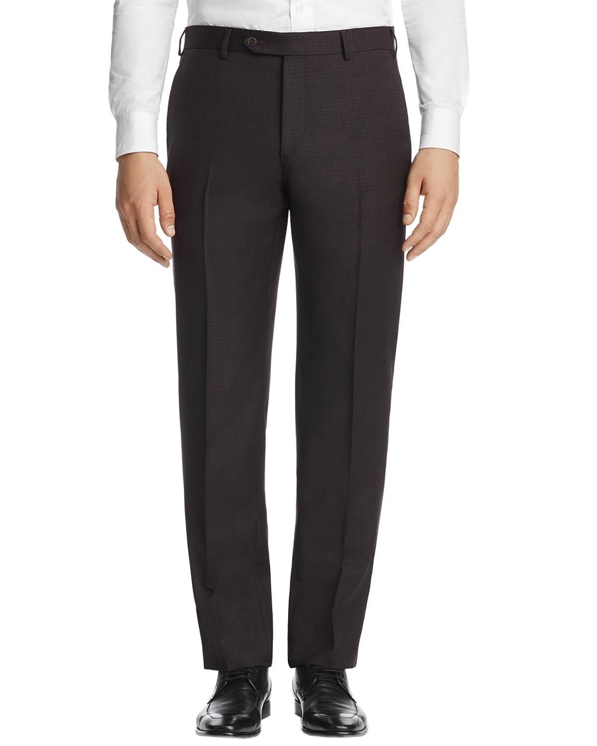 Мужские брюки в мелкую клетку на плоской подошве Luigi Bianchi 32 темно-коричневого цвета Италия 17090₽