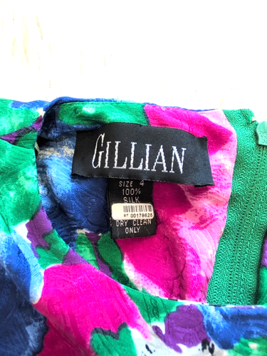 Vtg. Gillian Floral Colorful Long Sleeve Silk Dress Size 4 Bright Floral READ! - Picture 8 of 12