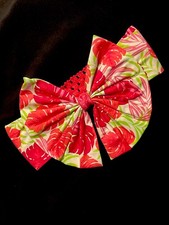 Handmade Bow Headband Stretch One Size - Hot Pink Tropical