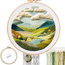 Embroidery Kit for Beginners, Nature Hills Landscape Pre-Stamped Pattern