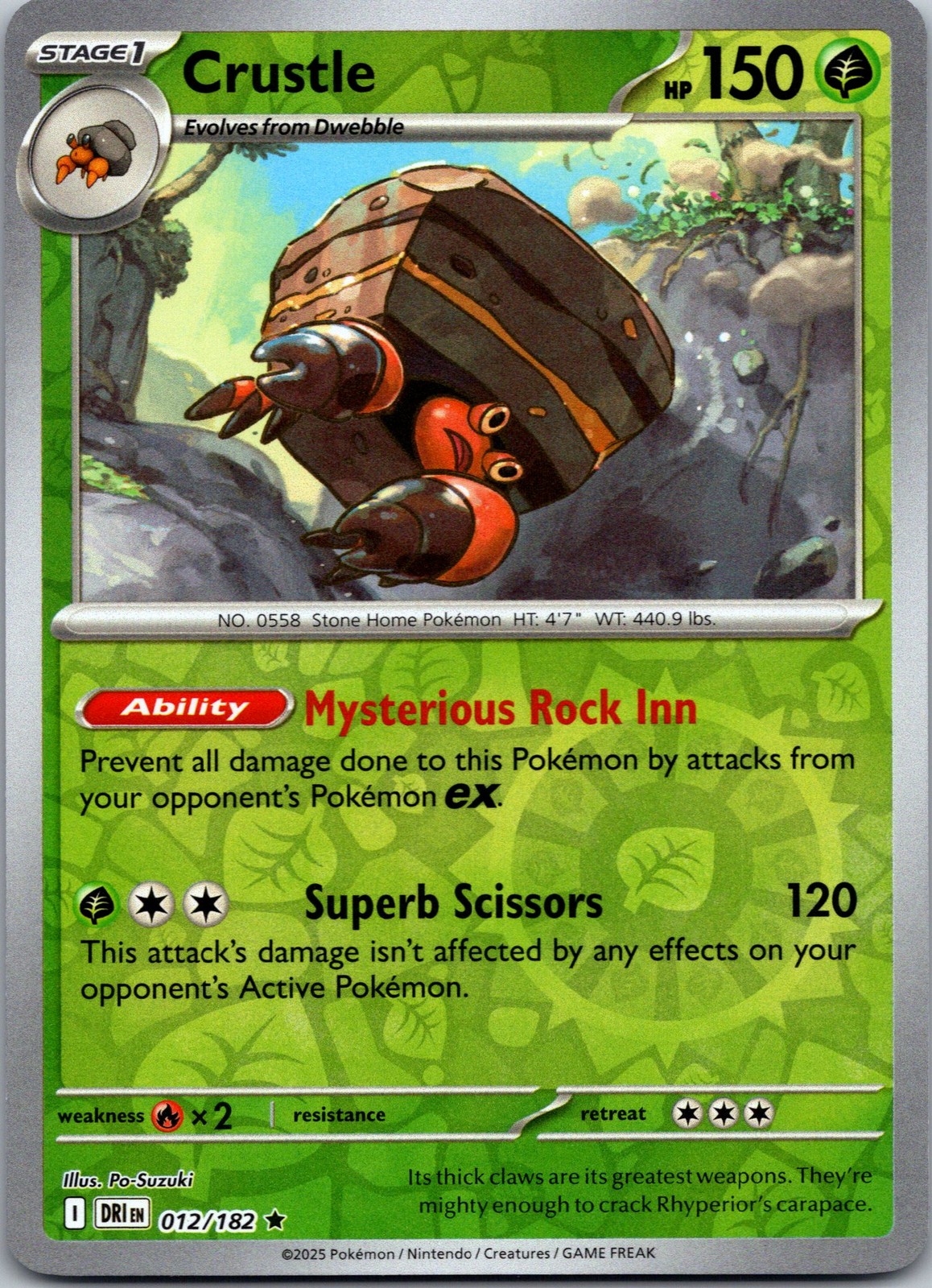 Crustle - Reverse Holo Rare SV10: Destined Rivals 012/182 NM