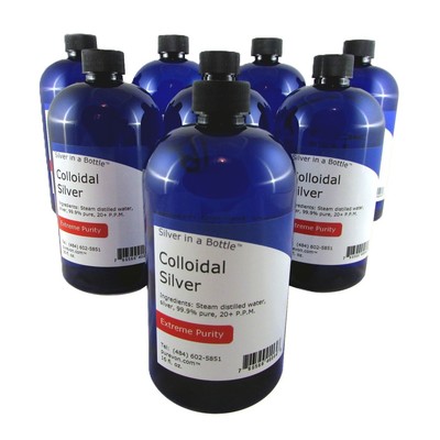 Colloidal Silver, 8-pack, 16 fl. oz. bottle- FREE U.S.  SHIPPING- 1 gallon total