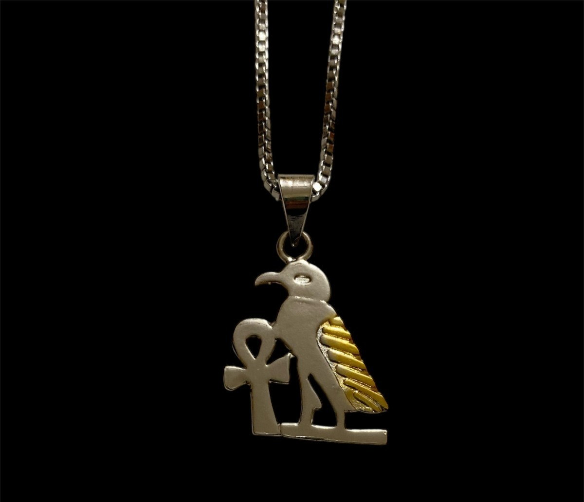 God Horus Rare Pendant with Ankh Key , Powerful Jewlery from 925 Sterling Silver