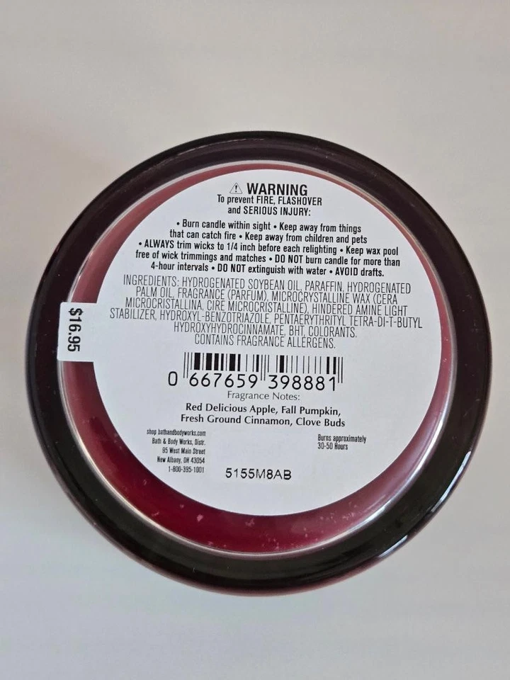New Bath & Body Works Pumpkin Apple Soy Wax Blend Single Wick Candle - 8 oz. - Image 2 of 4