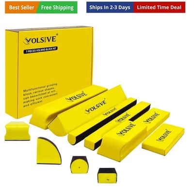 7pcs Hand Sanding Block Set, Rectangle Handheld Sanding Pad, Hook and Loop In...