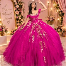 Fuchsia Quinceanera Dresses Off the Shoulder Sweet 15 16 Party Prom Ball Gowns