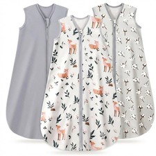 3 Pack Baby Sleep Sack 0-6 Months 100 Organic Cotton, 0.5 TOG Lightweight We...