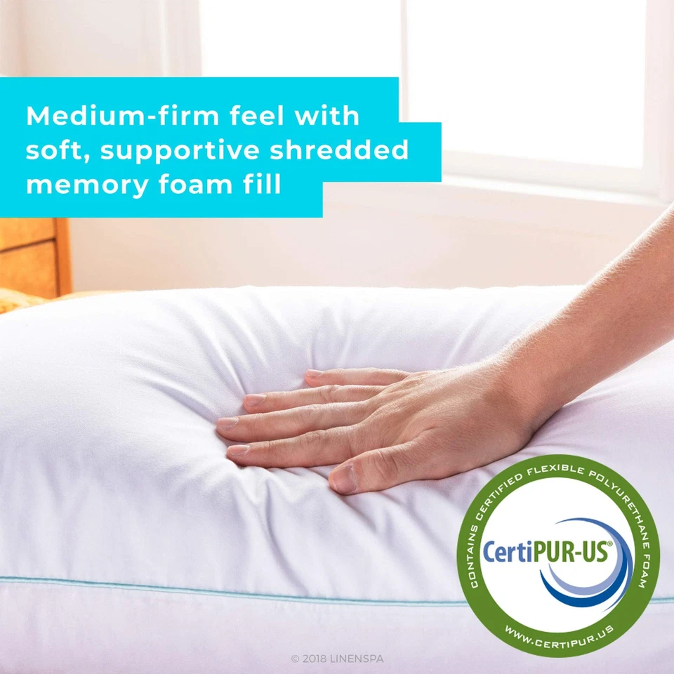 Shredded Memory Foam Pillow 74 x 48 cm with Cooling Gel Encasement – - Image 4 of 4