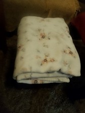4x5 White Floral Fleece Throw Blanket
