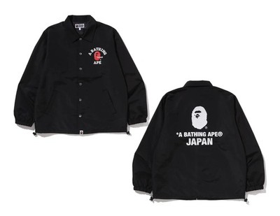 A BATHING APE Men's COLLEGE ONE POINT COACH JACKET Black