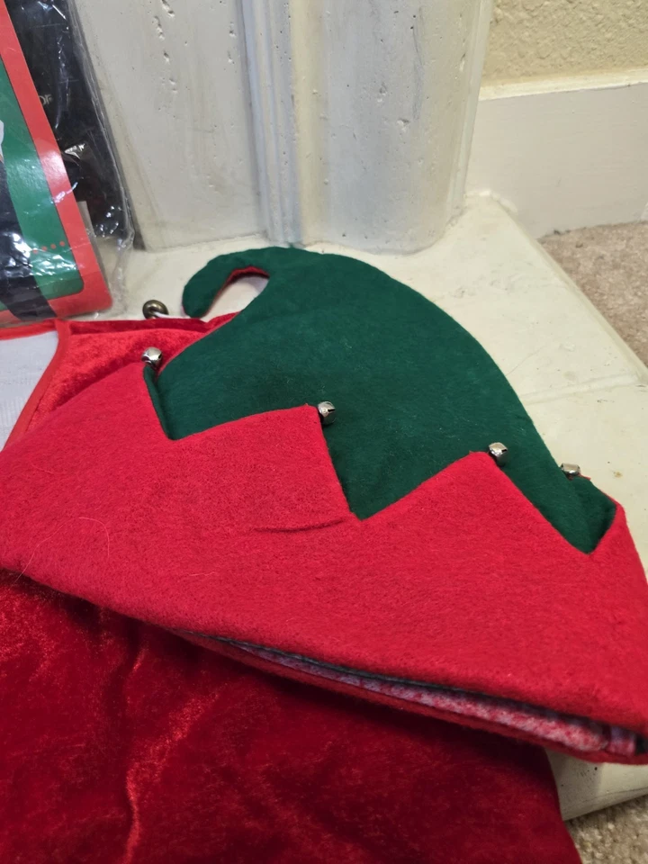Рубины взрослый один размер Санта жилет красный бархат плюшевая кнопка спереди праздничный аксессуар - Изображение 3 из 4