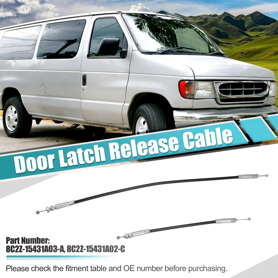 1 Set Rear Right Door Latch Release Cable 8C2Z-15431A03-A fit for Ford E150 E250 - Image 2 of 4