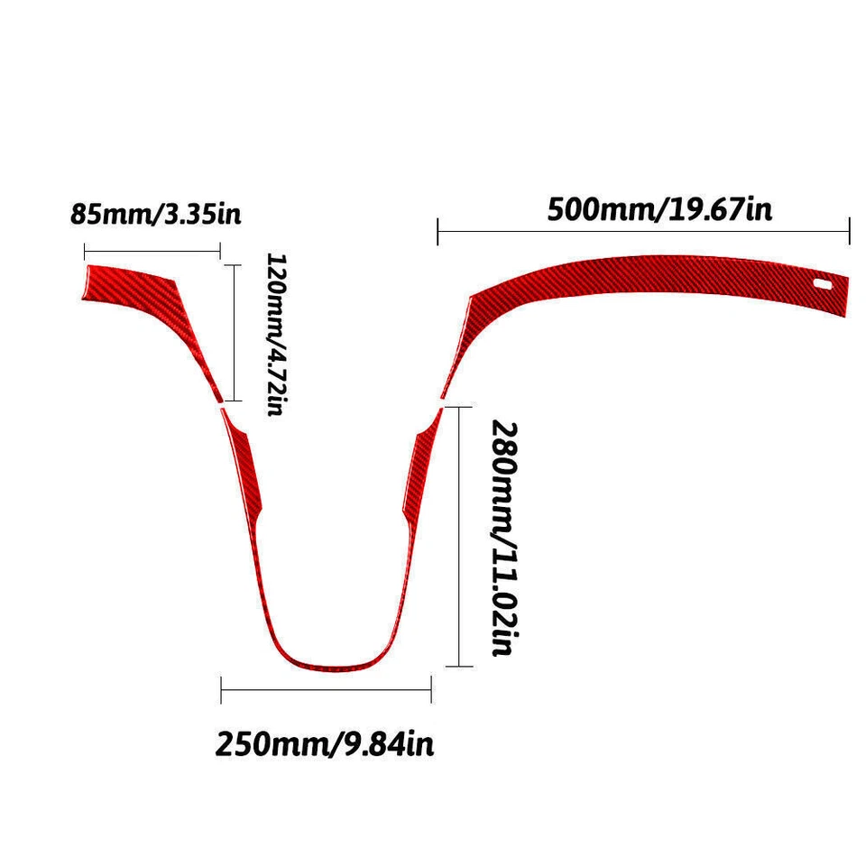 Juego de 3 piezas de cubierta de tablero interior de auto de fibra de carbono rojo para Chevrolet Sonic Foto 2 de 4