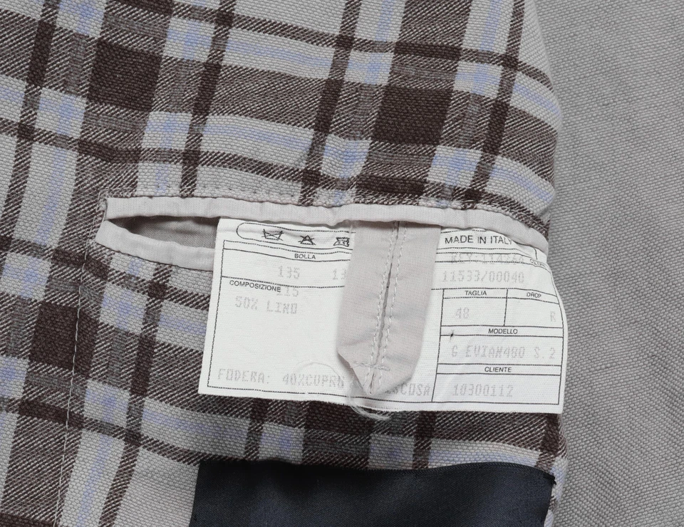 NWT ISAIA NAPOLI SPORT COAT jacket linen cotton grey brown blue luxury Italy 48 - Image 3 of 4