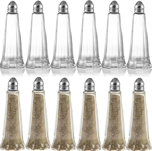 12 Pieces Salt and Pepper Shaker Set, 1 Oz Tower Glass Body Mini Restaurant S... - Picture 3 of 7
