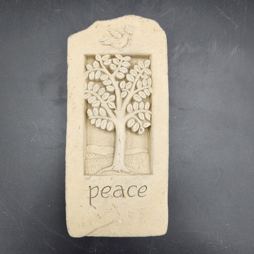 Carruth Studios Peace Stone Wall Plaque Tree Dove Olive Branch 6.25" x 3" - Picture 3 of 13
