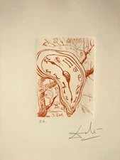 Salvador Dali Soft Watch, Montre Molle, Drypoint Etching EA Artist Proof Signed