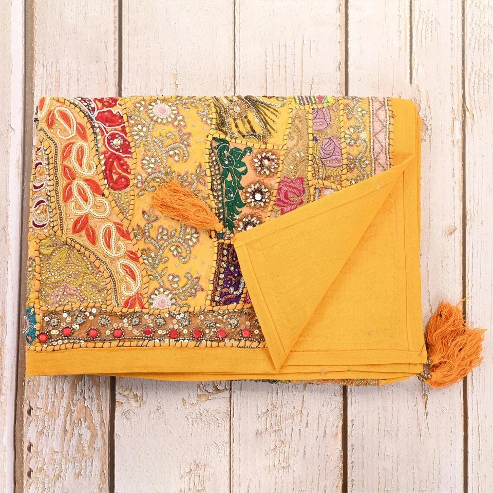 Indian Wall Hanging Cotton Vintage Tapestry Patchwork Handmade Home Art Decor - Image 2 of 4