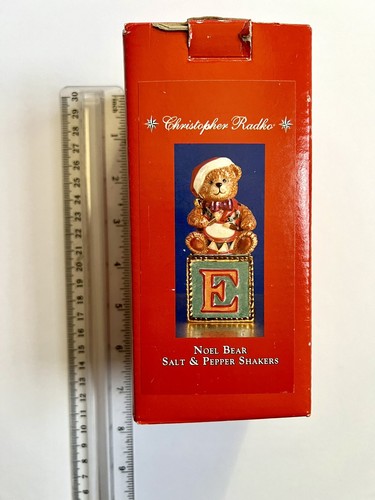 Christopher Radko Christmas Noel Bear Salt & Pepper Shakers Htf Retired New 2-3” - Picture 18 of 24