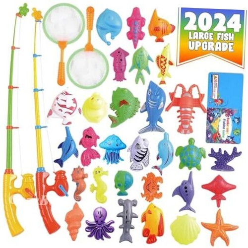 Magnetic Fishing Pool Toys Game for Kids - Water Table 30 Fishes 2 Players