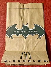 1995 MCDONALDS BATMAN FOREVER PAPER BAG - NEW & UNUSED - STILL FLAT