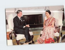 Postcard Pres. Reagan Meets India's PM Indira Gandhi White House Washington DC