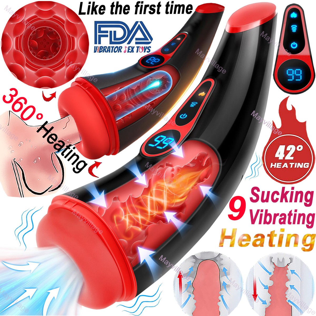 Male Masturbaters Automatic HandsFree Telescopic Cup Sucking Stroker Men  Sex Toy