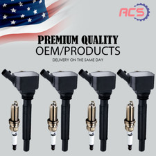 4X OEM Ignition Coil + 4X Spark plug For Fiat 500 L Jeep Renegade 55250468 UF755