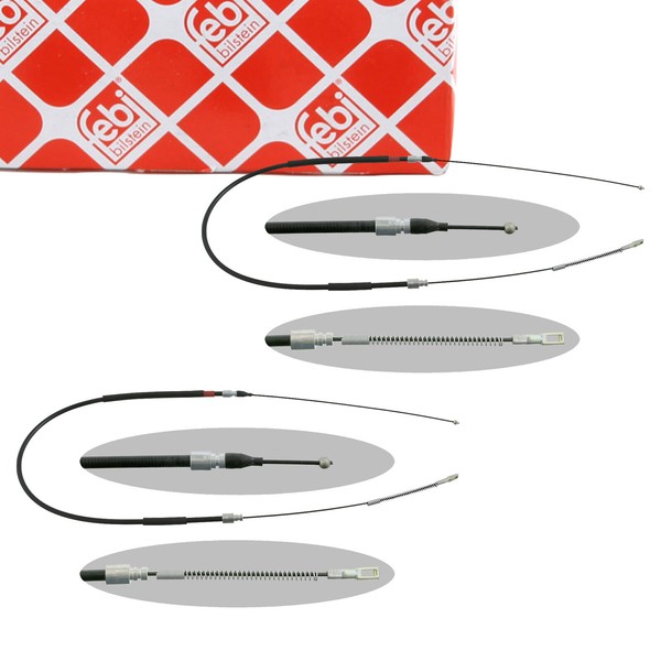2X febi 01657 Handbremsseil FüR Mercedes T1 (601 602) Mit Trommelbremse Hinten-image