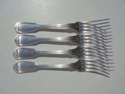 4 Christofle France Chinon Silverplate Dinner Forks 8 1/4'' 21 Cm