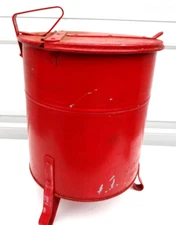 VINTAGE INDUSTRIAL ERA FLIP LID "JUSTRITE - CHICAGO" TRASH / OIL CAN...