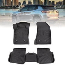 Floor Mats Custom for 2017-2025 Jeep Compass All Weather Black TPE 1st+2nd Row