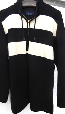 ETI-SPORT Pullover Gr 40-44 dunkelblau/wollweiß reine Schurwolle neuwertig edel