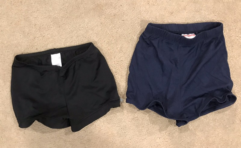 2 Pair Girls Cheer Shorts Black M 7/8 And Navy Blue Youth Large EUC